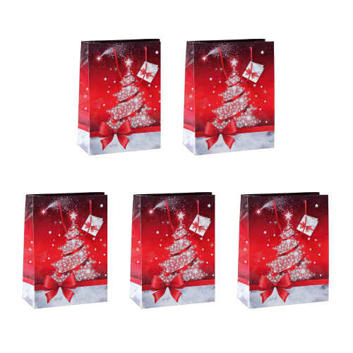 Sigel Bag 'Sparkling Tree', Red, 5 Pack, 17 x 23 x 10 cm