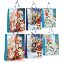 com-four? 6x gift bag for Christmas, Santa Claus and Advent - gift packaging 42cm - XXL gift bag with Christmas motifs - gift bag made of paper (06