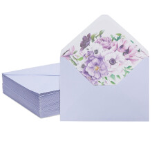 Paper Junkie Wedding Invitation Envelopes - A7, Lavender Purple, Floral-Lined, 50 Pack - Ideal for Wedding Thank You Cards with Envelopes, Stationery