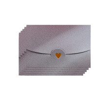 Mini Envelopes, 50 Pieces Mini Gift Card Envelopes, Silver Mini Envelope, with Heart Clasp, for Invitations, Postcard,Wedding, DIY Gift Cards,