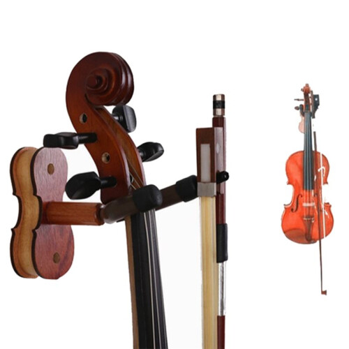 Gancho para Violino com Base de Madeira Maciça e Acabamento em Jacarandá, Resistente e Ideal para Pendurar Violino e Arco 2