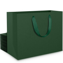 EUSOAR Dark Green Gift Bag Medium - 20PCS Paper Bags With Handles 10x3x8 Inch - 230GSM Thick Party Carrier Multipack for Presents, Christmas,