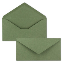 NEUSER PAPIER 25x Kraft Paper Envelopes DIN Long Green Wet Bonded 11 x 22 cm Recycled Paper Vintage Envelopes