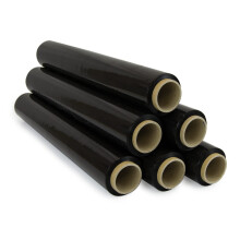 OFITURIA Wrapping Film 50 cm Wide and Stretchable up to 300 Metres Length ? Manual Stretch Film Roll for Industrial Packaging (Black, 6)