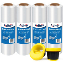 ADHES Stretch Shrink Wrap Roll, 380mm x 305m,4 roll Clear Pallet Wrap, 60 Gauge Industrial Film Wrap Strength Plastic Moving Wrap for Pallet Wrap,