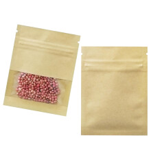 WACCOMT Pack Small Resealable Seed Coin Envelopes Bags with Clear Window Brown Kraft Paper Heat Seal Packets for Coins Wages Stamps Beads Flower