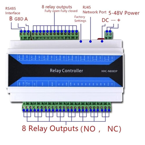 8 Channel Network Relay Module Remote Control Relay Device Ethernet to RS485 TCP Relay Module,DIY Programming Module 1
