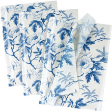 60 Sheets Blue Floral Tissue Paper, 14" x 20" Blue White Peony Flower Tissue Paper Bulk for Gift Bags, Vintage Chinoiserie Gift Wrapping Tissue for