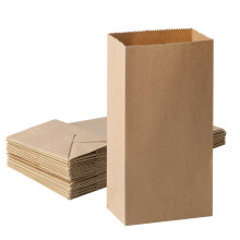 50 Pcs Small Brown Paper Bags, Kraft Bags for Food, Grease Proofing Gift Party Halloween, Birthday, Bakery Goodie Sweet Sandwich Favor 9 x 5.5 x 18 cm