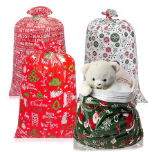 4pcs Jumbo Christmas Sacks for Gift, 36x56" Extra Large Gift Christmas Bag with Tags Rope?Strong, Red Green White Xmas Sacks Large, 4 Style Enormous