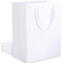EUSOAR White Paper Bags with Handle - 10 PCS Multipack 250gsm Plain White Gift Bags Small for Wedding Graduation Birthday Party Celebration - 5x2x7