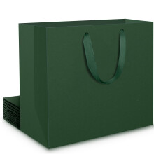 EUSOAR Green Gift Bags Large - 10 PCS Pack 230GSM Dark Green Paper Bags for Present - L 12x4x11 inch Green Shopping Carrier Kraft Bag for Christmas