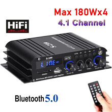 Audioversterker met 4.1 Kanalen, Digitale Versterker,  5.0, Nominaal Vermogen 40W X 4W, met Afstandsbediening voor Thuisbioscoop, Auto,