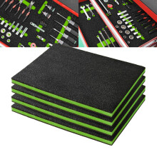 Precision Defined Tool Box Foam - Protective Inserts for Cases, Polyethylene Tool Foam for Cases, Cushion Insert for Toolboxes - Black/Green (40.6 x