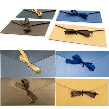 20 Pcs Envelopes with Ribbon, Gift Envelopes for Thanksgiving, Christmas, New Year, Invitations (20 x 11 cm), 4 Colors