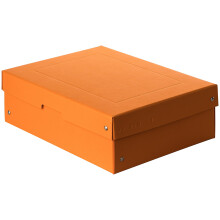 FALKEN Original PureBox Pastel Made in Germany 100 mm High DIN A4 Orange Storage Box with Lid Made of Sturdy Cardboard Vegan Gift Box Transport Box