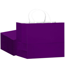 Gcardist 24PCS Large Gift Bag with Handles Bulk 13"x4.5"x10" Paper Gift Bags Lotus Purple Bags Multiple Uses (32x11x25cm,Wide Large)