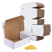 RLAVBL 25 Pack 229x153x77 mm (9x6x3 in) Small Shipping Boxes White Corrugated Cardboard Box for Packing Mailing