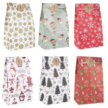 24pcs Christmas Paper Gift Bags Multipack, Christmas Bags Small Gift Bags with Sealing Stickers, Christma Sweets Party Favours Candy Treats Presents