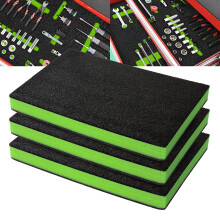 Precision Defined Tool Box Foam - Protective Inserts for Cases, Polyethylene Tool Foam for Cases, Cushion Insert for Toolboxes - Black/Green (45.7 x