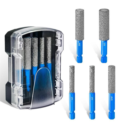 Diamond Drill Bits Set, 5pcs Tile Drill Bits for Ceramic Glass Porcelain Marble , with Versatile Drilling 1