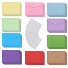 Mini Envelopes, CYH 50 Pcs Cute Lovely Coloured Small Envelopes with 50 Pcs White Blank Cards for Gift Cards Birthday, Wedding, Festival, Party