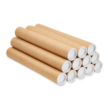 Stockroom Plus 12-Pack Mailing Tubes with Caps, 2x15-Inch Kraft Paper Poster Tube for Shipping, Packing, Bulk Round Packaging, Cardboard Mailers, Art