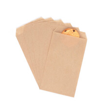 Quotidian Brown Flat Small Greaseproof Kraft Paper Bags 3" x 5" (8 x 13.3cm) Pack of 100 - Bakery Cookies Treat Candies Wedding