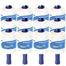 ADHES Mini Stretch Wrap Film with Handle Transparent Mini Shrink Film 13cm x 304m 12 Roll 80 Gauge Industrial for Moving,Packing,Storage,Heavy Duty