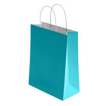 30 Pcs Small Blue Paper Party Bags with Handles Colourful Paper Gift Bags for Kids Parties Weddings Birthdays Baby Showers Xmas and Sweets 18x22x8cm