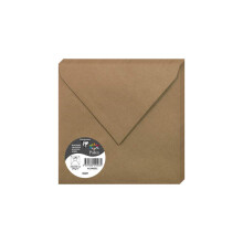 Clairefontaine 29003C Kraft Paper Pack of 20 Gummed Envelopes Square(16.5x16.5cm) 120gsm Kraft Colour Invitation Events Correspondence Pollen Range