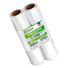 V1 Trade 2x Stretch Film Transparent - Film for Furniture - Hand Moving Film 170 m x 40 cm - Stretch Film Roll Transparent Film 23 my - Packaging Film