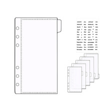 NatSumeBasics 6 A6 Binder Pocket Dividers Zipless Tabbed Cash Envelopes Clear Binder Inserts with 2pcs Label Stickers for 6-Ring Budgeting Binder (A6)