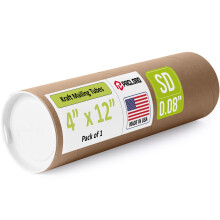 Paclord 4" x 12" Reinforced Kraft Paper Mailing Tube (Pack of 1) with 2 Caps