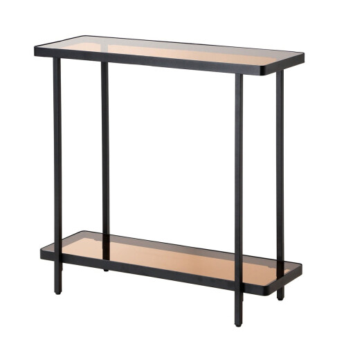 Console table with two smoked glass shelves, 80 cm wide - ORA 2