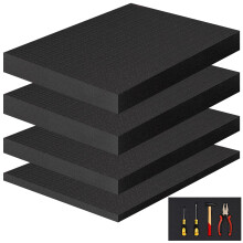 4PCS Pre-Cutted Foam Inserts, Cube Foam Sheet for Toolbox Organisation, Drawer-Storage, Jewelry, etc, Black, (3 PCS 16 * 12 * 2 Inch+ 1 PCS 16 * 12 *