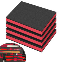 Tool Box Foam Insert Shockproof 4 PCS Polyurethane Foam Sheet Toolbox Liner Cuttable Padding for Case Drawer Organiser (40?30?2.5cm, Red)