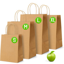 Brown Paper Bags with Handles - 250 Pack, Large 14 x 10 x 4.5", Twisted Handle Carrier Bag, Retail Lunch Party Gift Shopping Grocery
