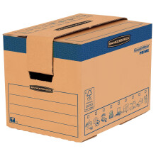 5 BANKERS BOX Large Strong Moving Cartons, 37.5L FastFold Storage, SmoothMove Heavy Duty Double Wall Cardboard with Handles, 40.5 ? 30 ? 30 cm (5