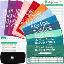 Clever Fox Cash Envelopes for Budget System - Money Envelopes for Budgeting and Saving, 12 Pack of Assorted Colors, Tear and Water Resistant, Includes