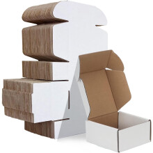 HORLIMER 50 Pack 4x4x2 Inch Small Cardboard Boxes for Posting (10.2x10.2x5.1cm), White Shipping Box for Mailing, Corrugated Packaging Boxes for Small