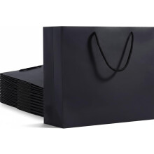 24 pcs Black Paper Bags, 40 x 12 x 28CM Gift Bags, Shopping Bags Paper for Shopping, Wedding, Birthday, Party, Gift, Retail