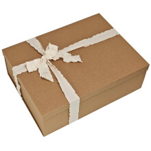 Tekhoho Kraft Extra Large Gift Box 44x33x14cm, Reusable & Foldable Gift Boxes with Lid & Ribbon for Presents Packaging, Christmas Wedding Birthday