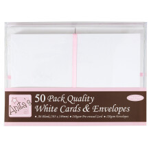 Anita's Plain, Blank Cards & Envelopes, A6, White, Pack of 50, for Home, Wedding, Birthday, Christmas, Thank You, Art & Craft, Scrapbooking Supplies,