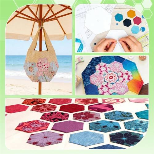 300 Moldes de Papel Hexagonais de 2 Polegadas para Patchwork e Costura Artesanal 2