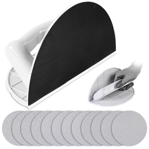 Drywall Corner Sander with 12PCS 9 Inch Sanding Discs, Semi-Circular Hook and Loop Backing for Efficient Sanding 1