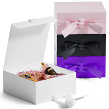 GIFTSAY Magnetic Gift Box for Presents 18 x18 x7.5 cm,Small Gift Boxes White with Lid for Gifts, Paper Wedding Favor Boxes,Birthday Gift Box Bulk,