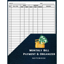Monthly Bill Payment & Organizer Notebook: Bill Checklist Planner, Money Department Tracker, Simple Home Budget Spreadsheet | 8.5 x 11 Inches | 100