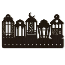 Papierdrachen Wooden Hanging for Ramadan Calendar, Eid Calendar for DIY, Can be Combined with Fabric Bags and Wrapping Paper, Lanterns, Black