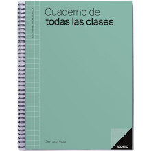 ADDITIO - Notebook of all classes week view for teachers | Continuous evaluation | Weekly course schedule | Size 22.5 x 31 cm | Spanish | Green